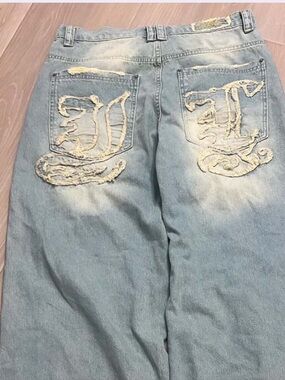 Jaded London Light Blue Distressed Back-Pocket Jeans